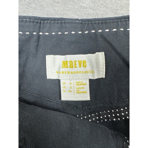 Maeve‎ by Anthropologie Pants Women US Size 2 Black Trousers High Rise Cotton - Picture 2 of 7